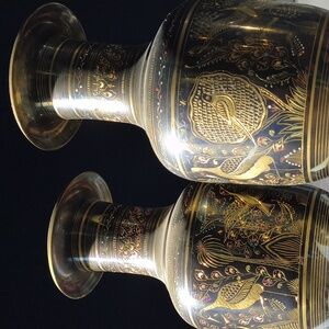 Elegant Gold and Black Decorative Metal Vase